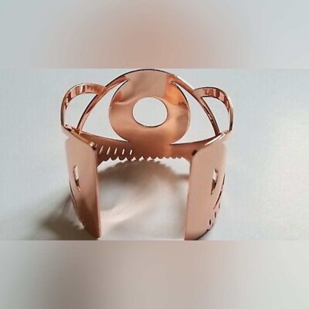 KENZO WORLD RARE RETRÒ VINTAGE ROSE GOLD SCULPTURAL DESIGN CUFF BRACELET - Picture 6 of 9